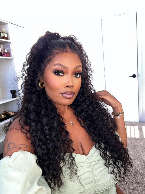 4C Edge Hairline Deep Wave 13x4 HD Lace Front Wig with Curly Edges Baby Hair