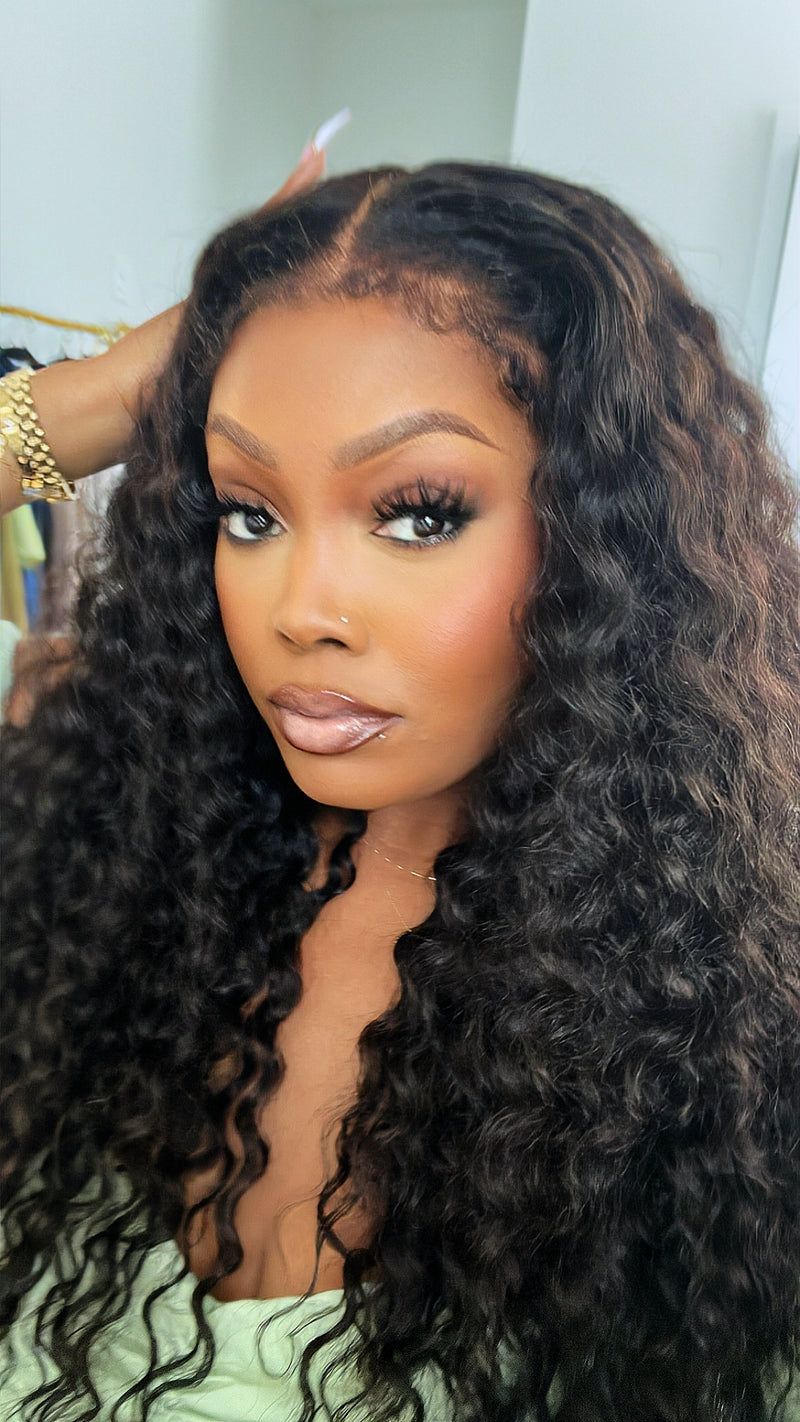 4C Edge Hairline Deep Wave 13x4 HD Lace Front Wig with Curly Edges Baby Hair