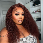 Reddish Brown Jerry Curly 13x4 Pre Cut Glueless Lace Wig